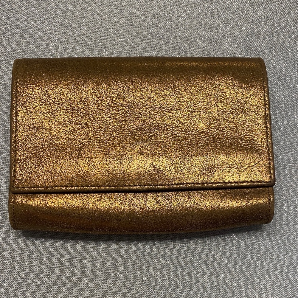 Carlos Falchi Elegant Gold suede Women's Clutch 6.5*5”
